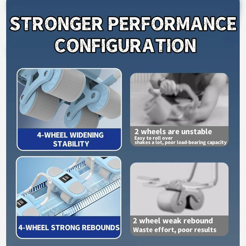 Abdominal Wheel Men'S and Women'S Home Elbow Brace Roller Exercise and Fitness Equipment Four-Wheel Healthy Belly Auto Rebound Belly Tuck and Roll Abdominal Training Dealsforyoudays