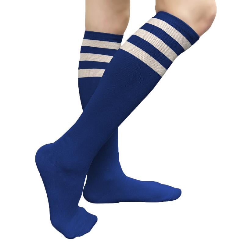 COUVER Unisex Black Striped Knee High Fashion Casual Sport Tube Cotton Socks