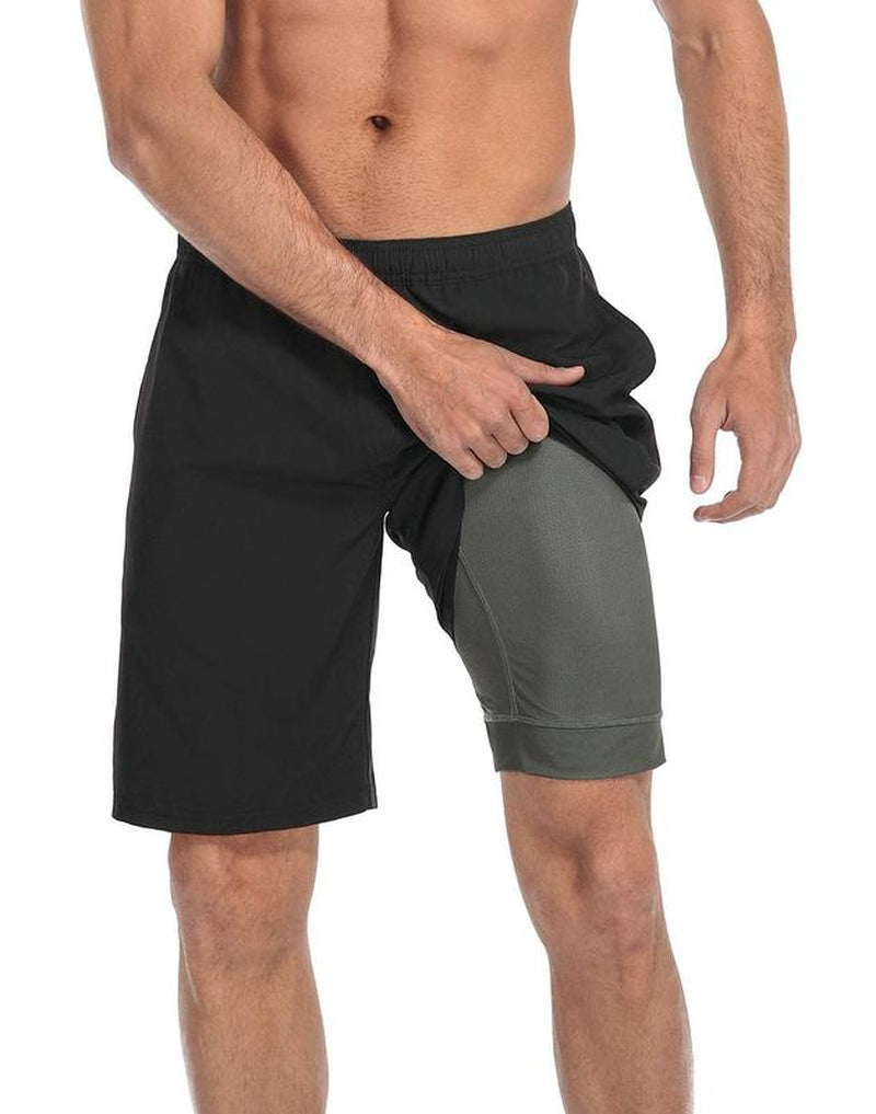 LRD Mens Printed 9" Swim Trunks with Compression Liner Activewear Beach