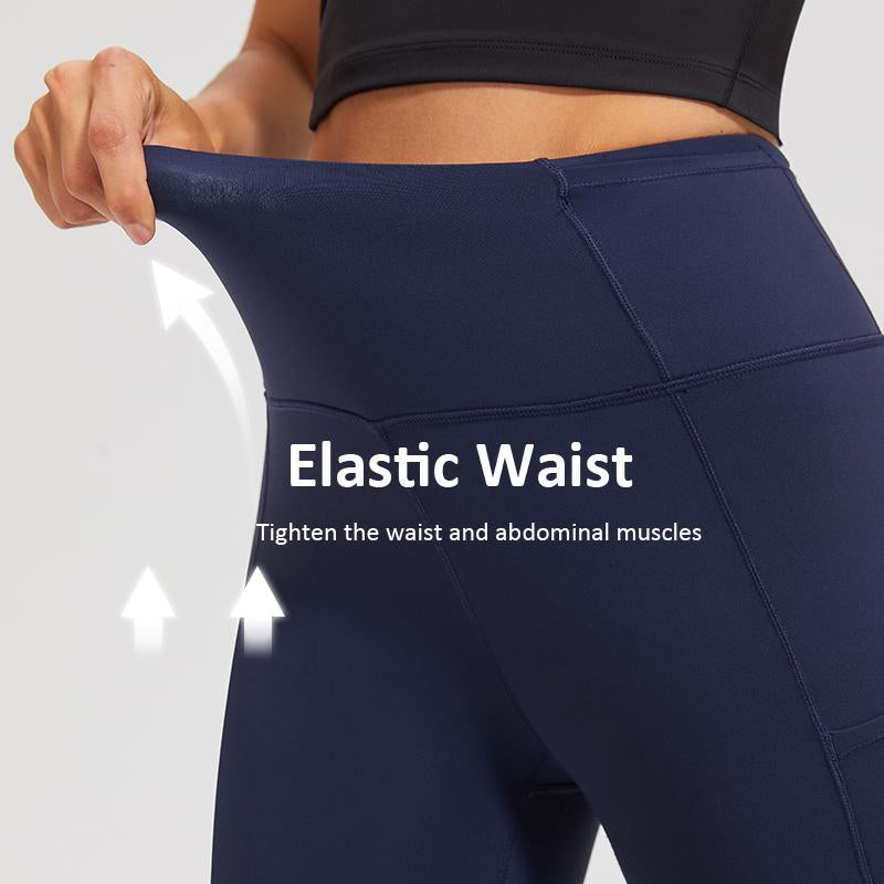 AFZ Women'S High Waisted Tummy Control Side Pocket Leggings Ladies Sportswear Moisture-Wicking Breathable Fabric & Reflective for Night Runs