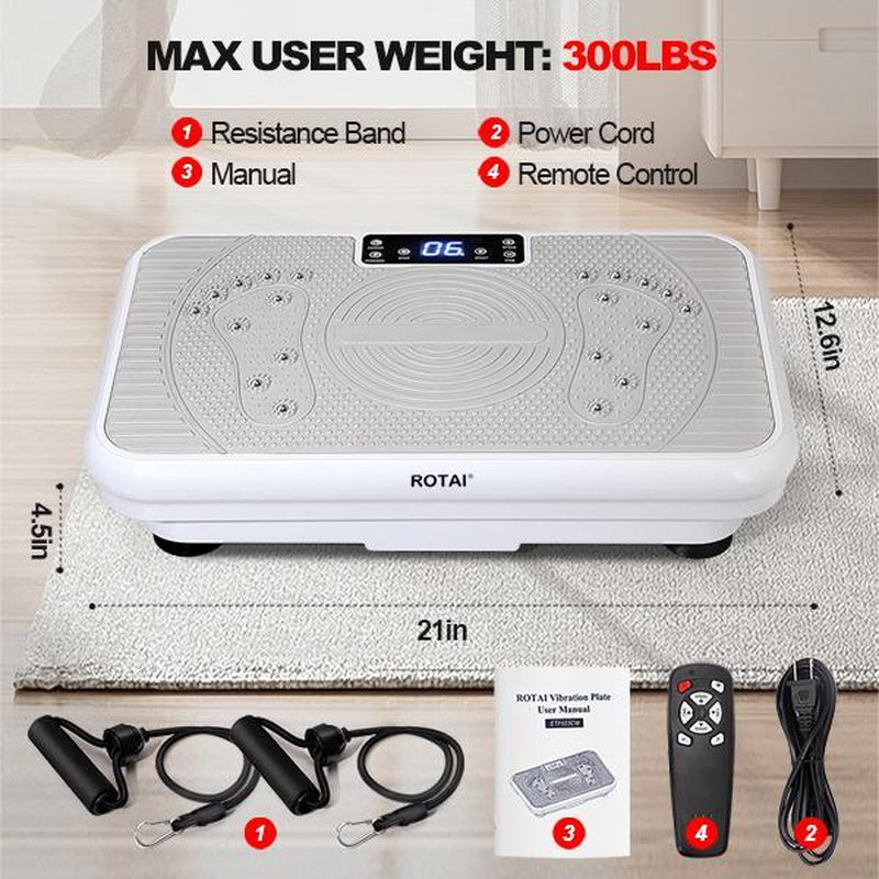 【Dealsforyoudays】Rotai Vibration Plate Fitness Platform for Men and Women, 300 Pound Capacity, 99 Adjustable Speeds, Home Fitness Vibration Plate