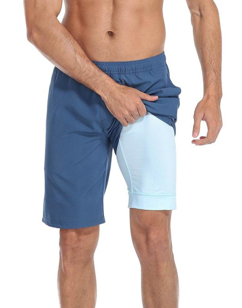 LRD Mens Printed 9" Swim Trunks with Compression Liner Activewear Beach