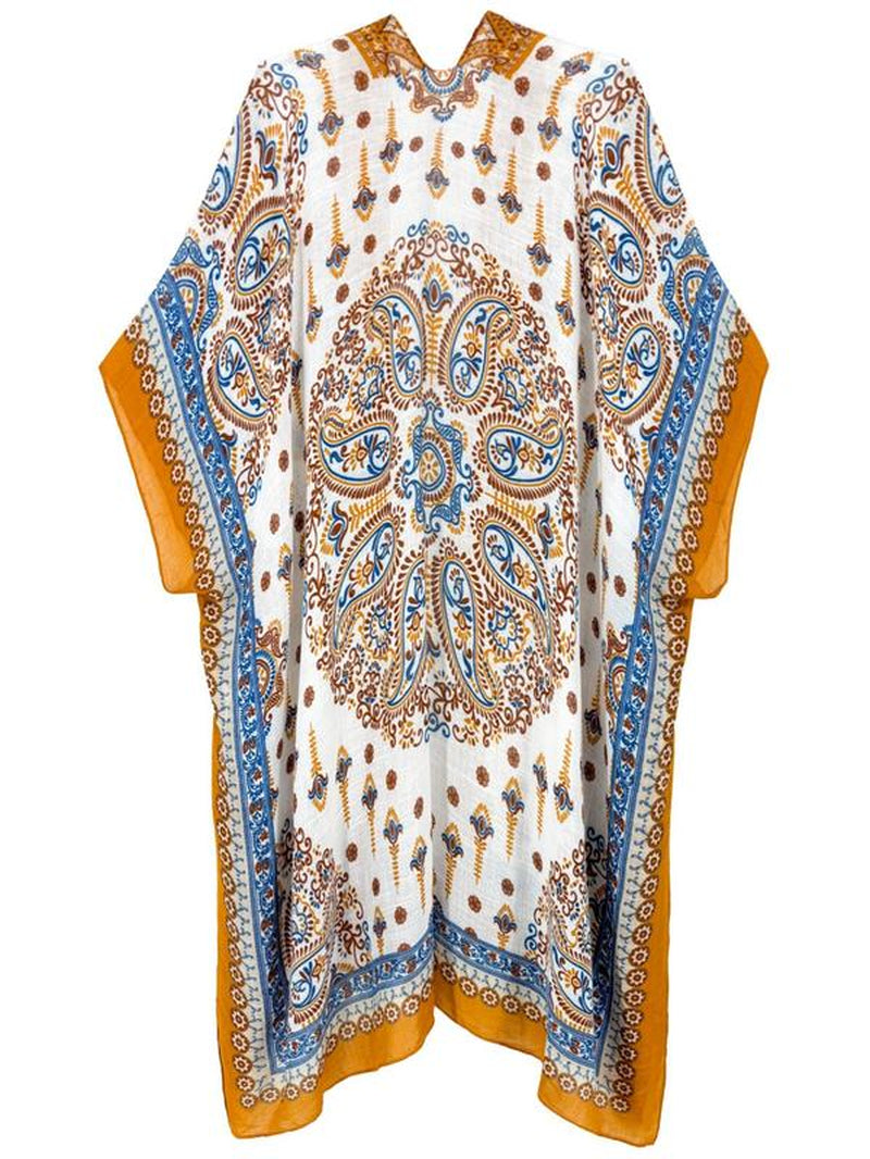 Women'S Ethnic Pattern Kimono, Boho Casual Open Front Cover up for Beach Vacation, Ladies Spring & Fall Gamis Clothes, Womenswear, Swimsuit for Women