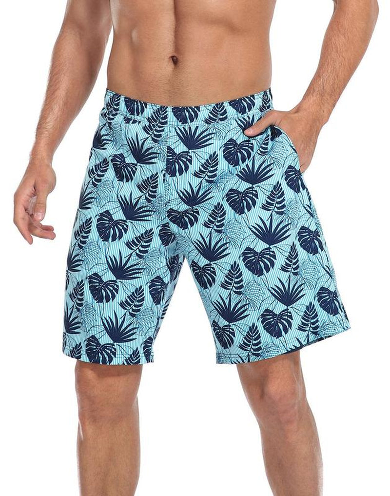 LRD Mens Printed 9" Swim Trunks with Compression Liner Activewear Beach