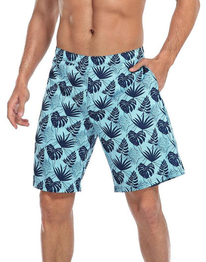 LRD Mens Printed 9" Swim Trunks with Compression Liner Activewear Beach