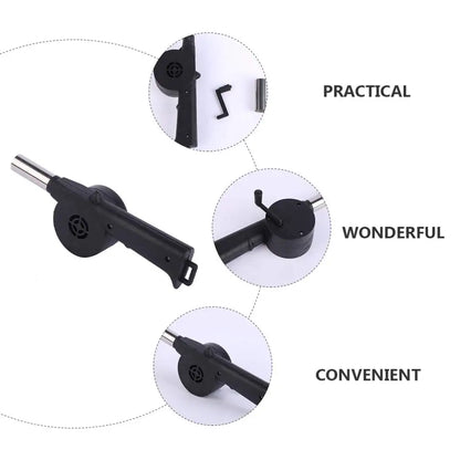 Grill Manual Fan Hand Crank BBQ Fan Portable Barbeque Air Blower with Manual Handle Speed Control Hand-Cranked Blower for Out