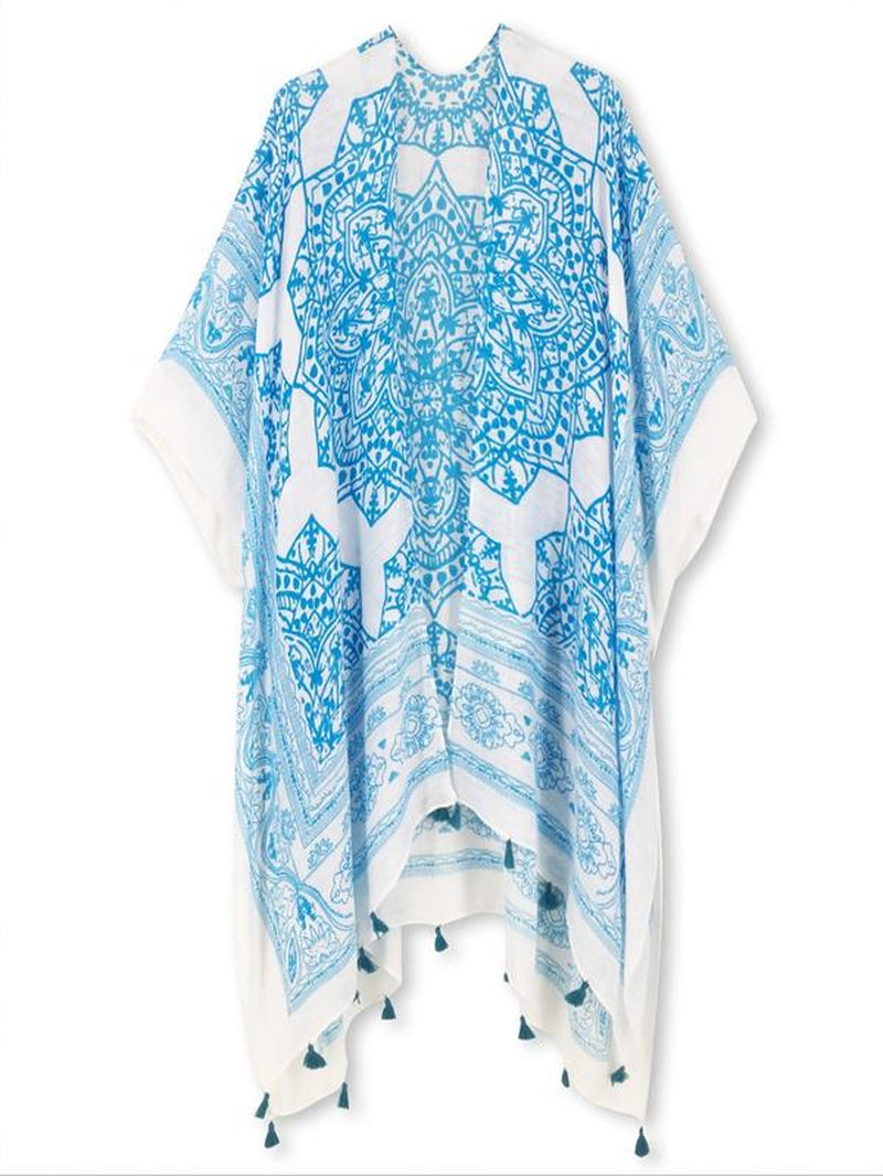 Women'S Ethnic Pattern Kimono, Boho Casual Open Front Cover up for Beach Vacation, Ladies Spring & Fall Gamis Clothes, Womenswear, Swimsuit for Women