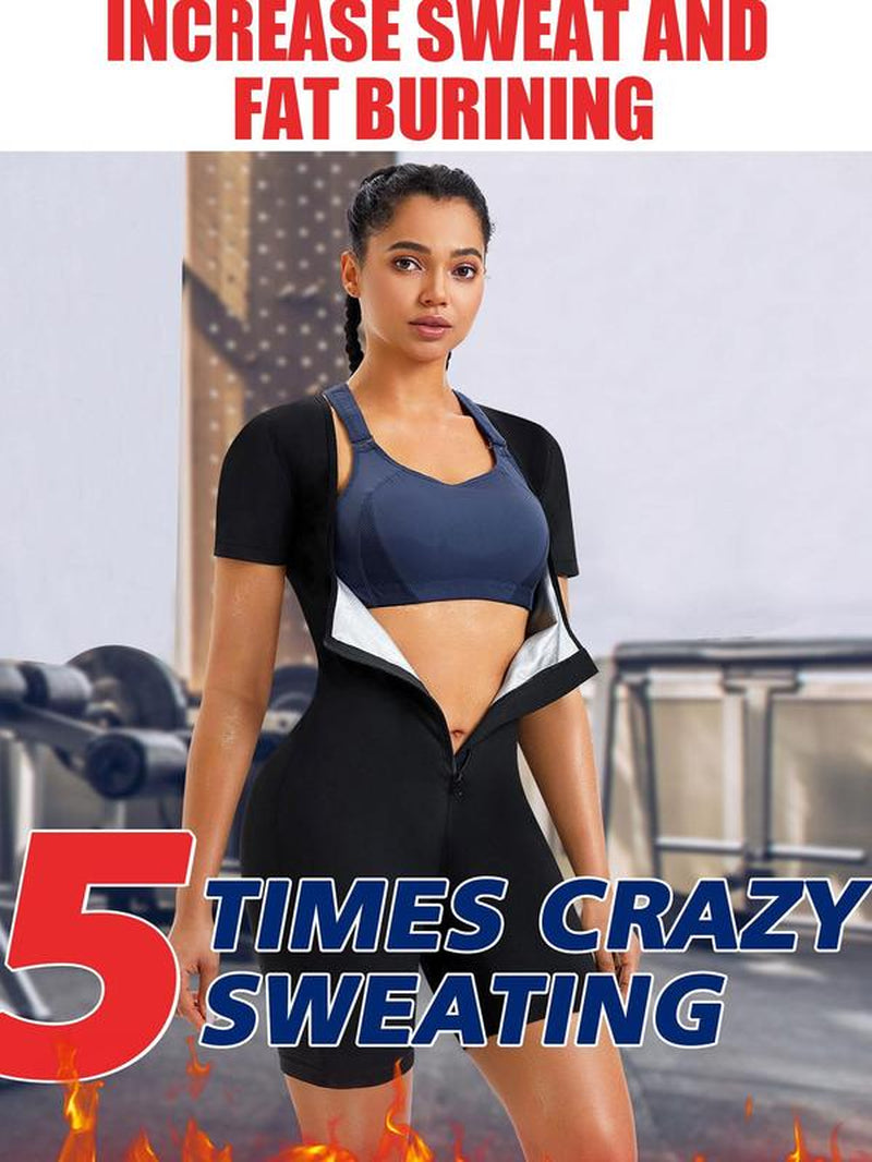 Women'S Plain Zip Front Open Bust Sports Tummy Control Romper, Workout Gym Yoga Exercise Sports Romper, Ladies Sportswear Clothing for Indoor Outdoor Wear