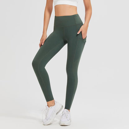 AFZ Women'S High Waisted Tummy Control Side Pocket Leggings Ladies Sportswear Moisture-Wicking Breathable Fabric & Reflective for Night Runs