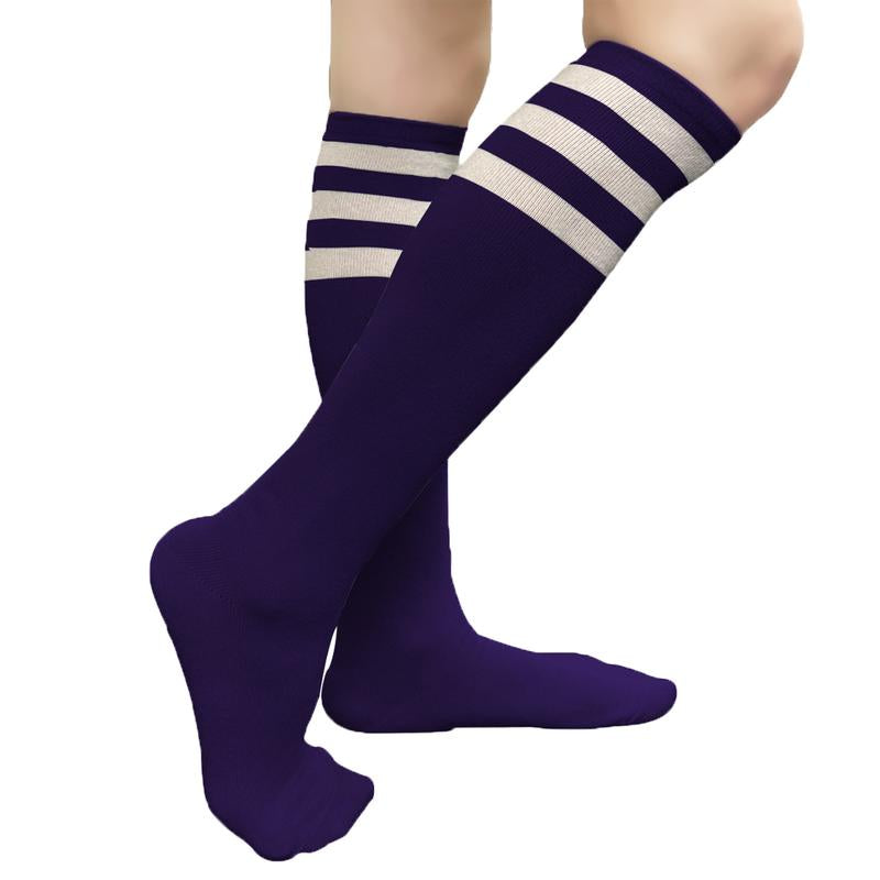 COUVER Unisex Black Striped Knee High Fashion Casual Sport Tube Cotton Socks