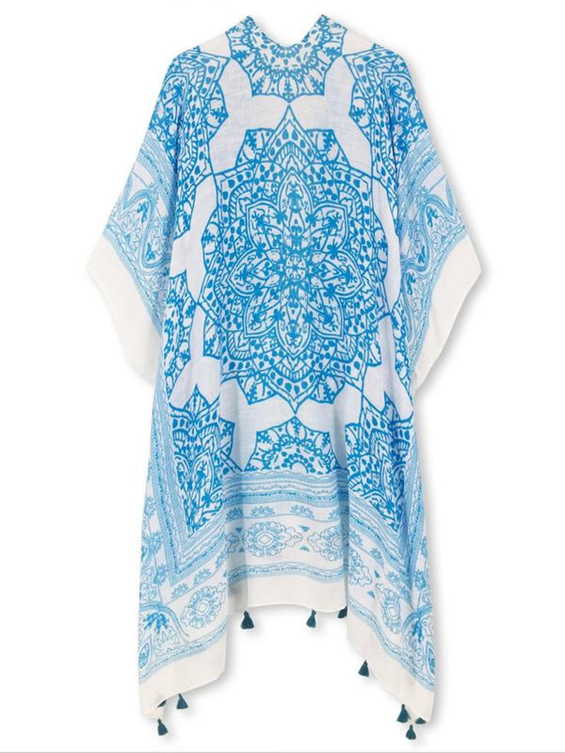 Women'S Ethnic Pattern Kimono, Boho Casual Open Front Cover up for Beach Vacation, Ladies Spring & Fall Gamis Clothes, Womenswear, Swimsuit for Women