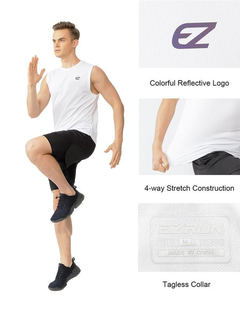 Men'S Workout Sleeveless Shirts Quick Dry Muscle Swim Shirt Gym Fitness Running Beach Tank Tops