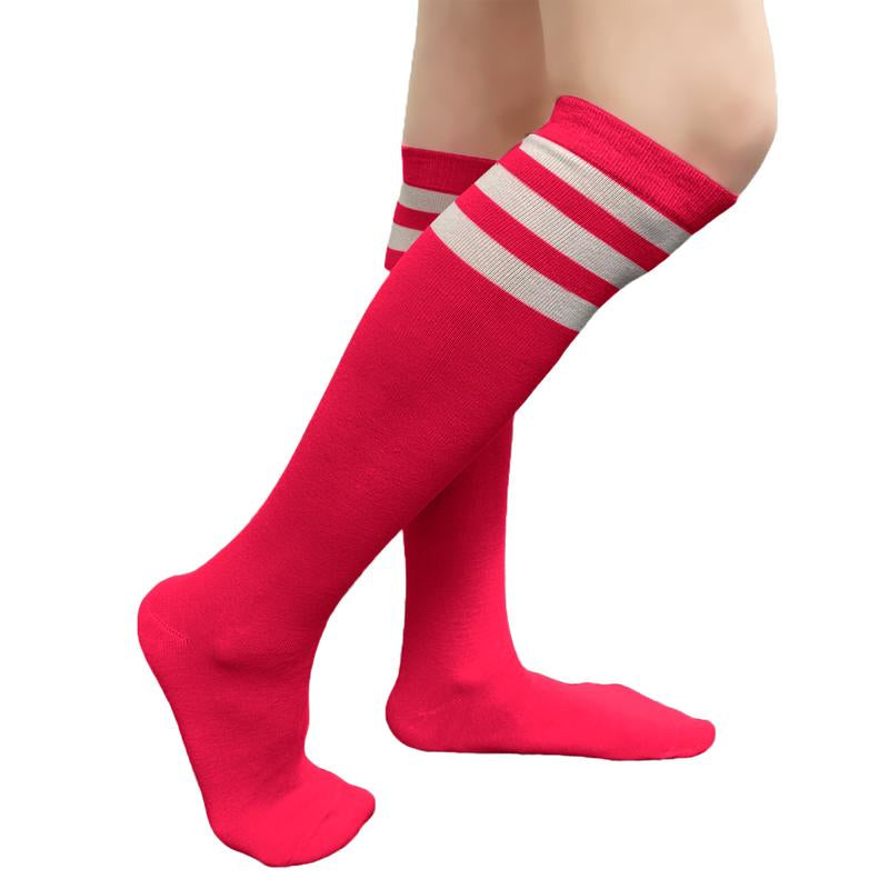 COUVER Unisex Black Striped Knee High Fashion Casual Sport Tube Cotton Socks