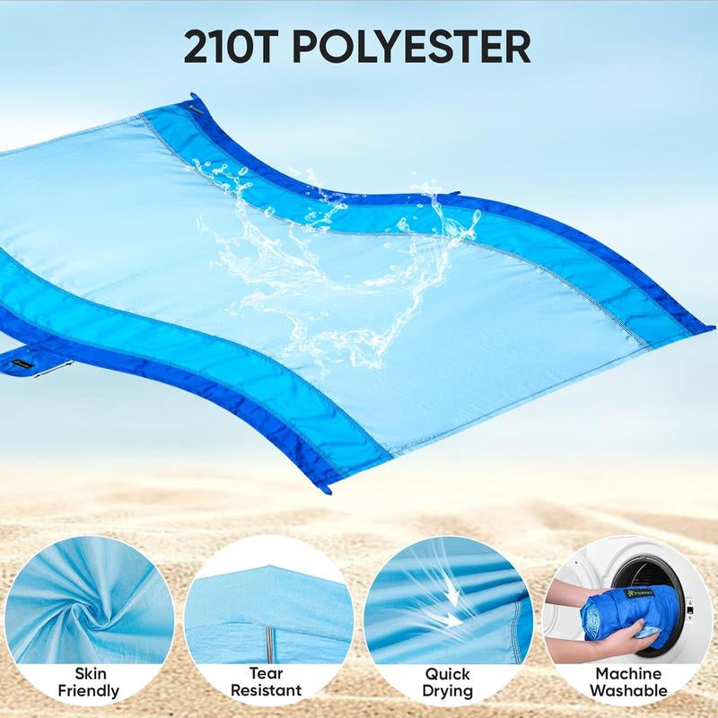 Premium Waterproof & Sandproof Beach Mat - Oversized, Portable, and Lightweight with 6 Stakes & Carry Bag - Perfect for Beach Days, Camping, and Family Picnics