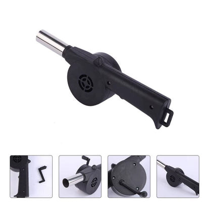 Grill Manual Fan Hand Crank BBQ Fan Portable Barbeque Air Blower with Manual Handle Speed Control Hand-Cranked Blower for Out