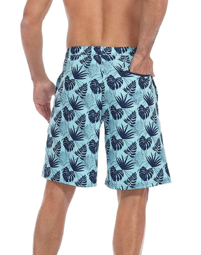 LRD Mens Printed 9" Swim Trunks with Compression Liner Activewear Beach