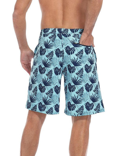 LRD Mens Printed 9" Swim Trunks with Compression Liner Activewear Beach