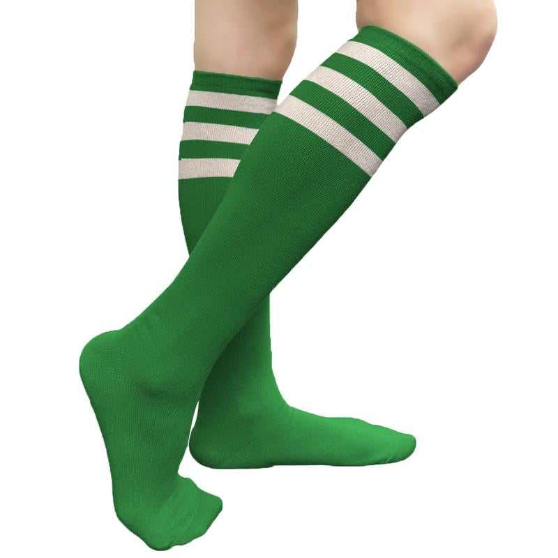 COUVER Unisex Black Striped Knee High Fashion Casual Sport Tube Cotton Socks