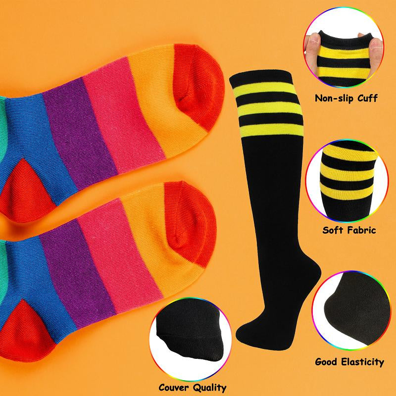 COUVER Unisex Black Striped Knee High Fashion Casual Sport Tube Cotton Socks
