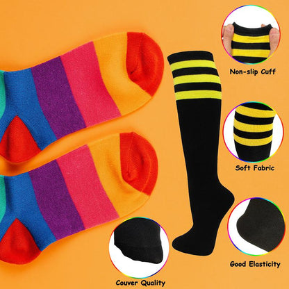 COUVER Unisex Black Striped Knee High Fashion Casual Sport Tube Cotton Socks