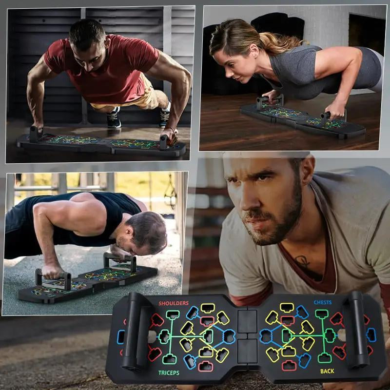T-Shaped Push up Board, 1 Set Collapsible Push up Training Mat & Handle & Non-Slip Sticker, Home Gym Push up Bar for Chest Abdominal Muscle Training, Exercise Equipment, Workout Equipment, Home Gym Machine, Portable Exercise Machine