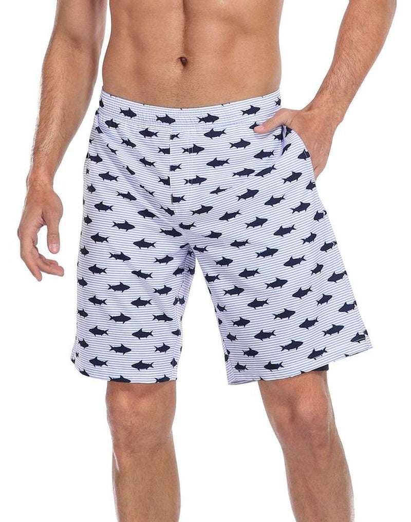 LRD Mens Printed 9" Swim Trunks with Compression Liner Activewear Beach