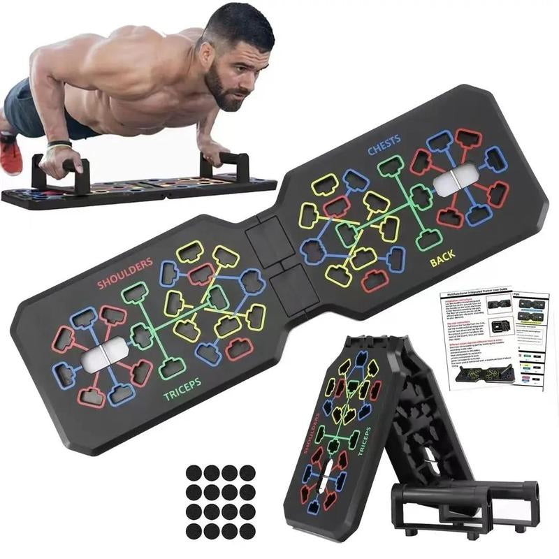 T-Shaped Push up Board, 1 Set Collapsible Push up Training Mat & Handle & Non-Slip Sticker, Home Gym Push up Bar for Chest Abdominal Muscle Training, Exercise Equipment, Workout Equipment, Home Gym Machine, Portable Exercise Machine