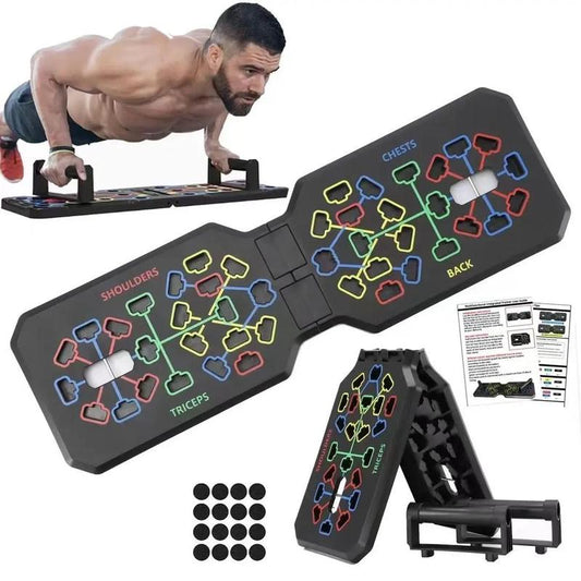 T-Shaped Push up Board, 1 Set Collapsible Push up Training Mat & Handle & Non-Slip Sticker, Home Gym Push up Bar for Chest Abdominal Muscle Training, Exercise Equipment, Workout Equipment, Home Gym Machine, Portable Exercise Machine