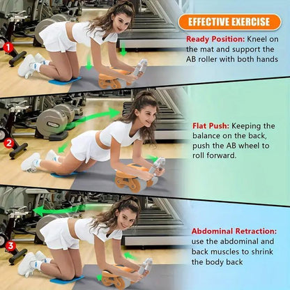 Abdominal Wheel Men'S and Women'S Home Elbow Brace Roller Exercise and Fitness Equipment Four-Wheel Healthy Belly Auto Rebound Belly Tuck and Roll Abdominal Training Dealsforyoudays