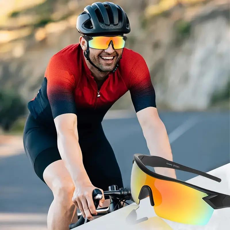 Paleshy 6Pcs Outdoor Cycling Sunglasses Unisex Rectangle Full Rim PC UV Protection Lightweight Eye-Friendly HD Anti-Clare Glasses for Sports Activities