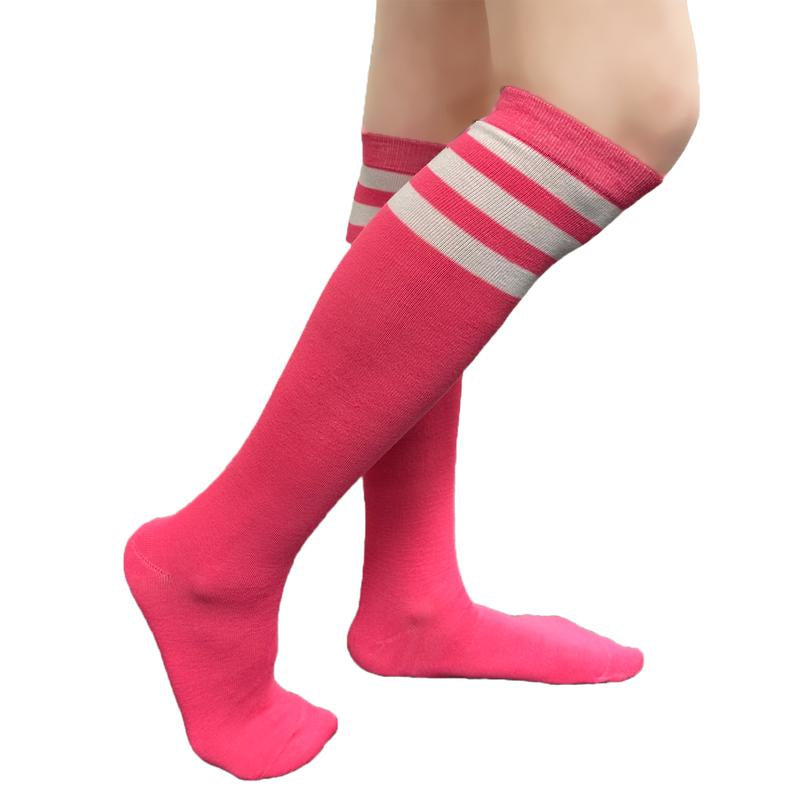 COUVER Unisex Black Striped Knee High Fashion Casual Sport Tube Cotton Socks